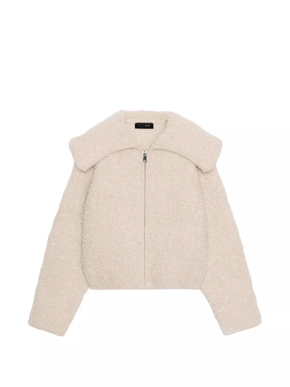 Zara Cream Teddy Faux Shearling Zip Jacket